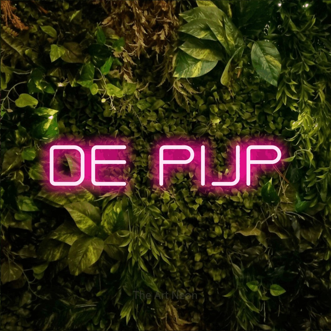 LED neon sign reading “DE PIJP”, arranged in a single line.