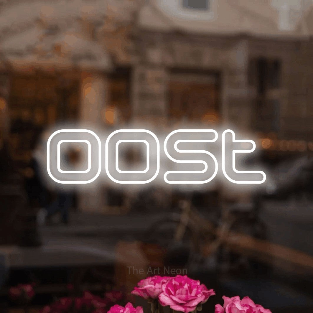 LED neon sign reading “Oost”, arranged in a single line.