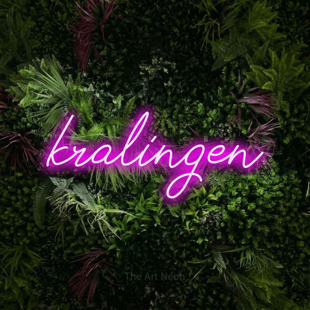 LED neon sign reading “kralingen”, arranged in a single line.