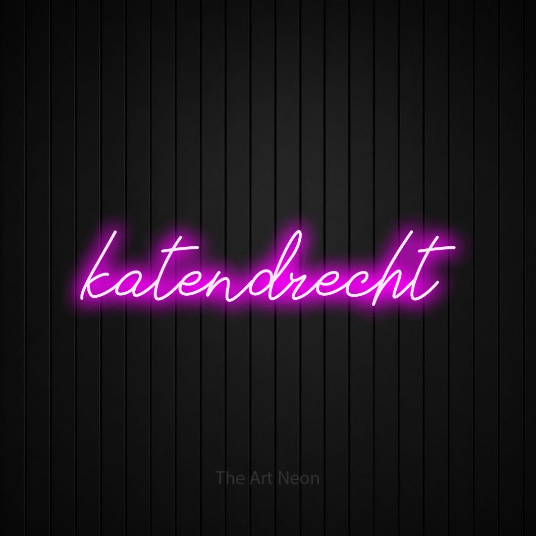 LED neon sign reading “katendrecht”, arranged in a single line.