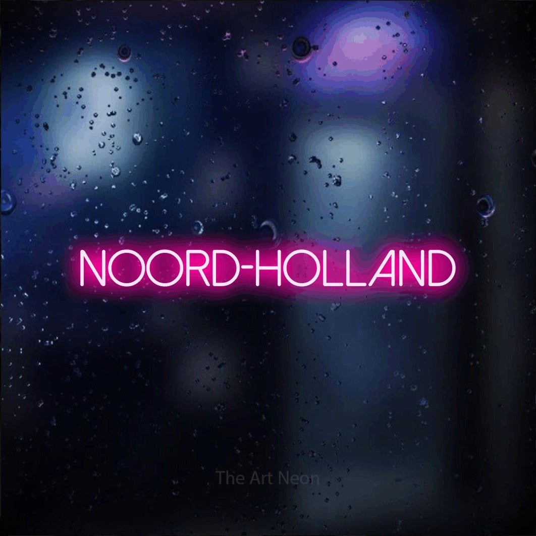 LED neon sign reading “Noord-Holland”, arranged in a single line.