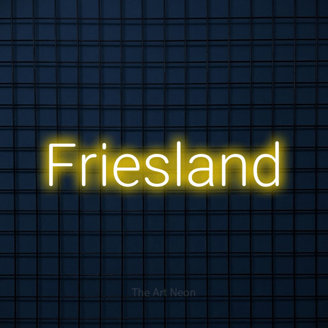 LED neon sign reading “Friesland”, arranged in a single line.