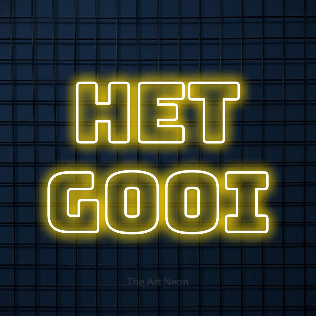LED neon sign reading “Het Gooi”, arranged in 2 lines.