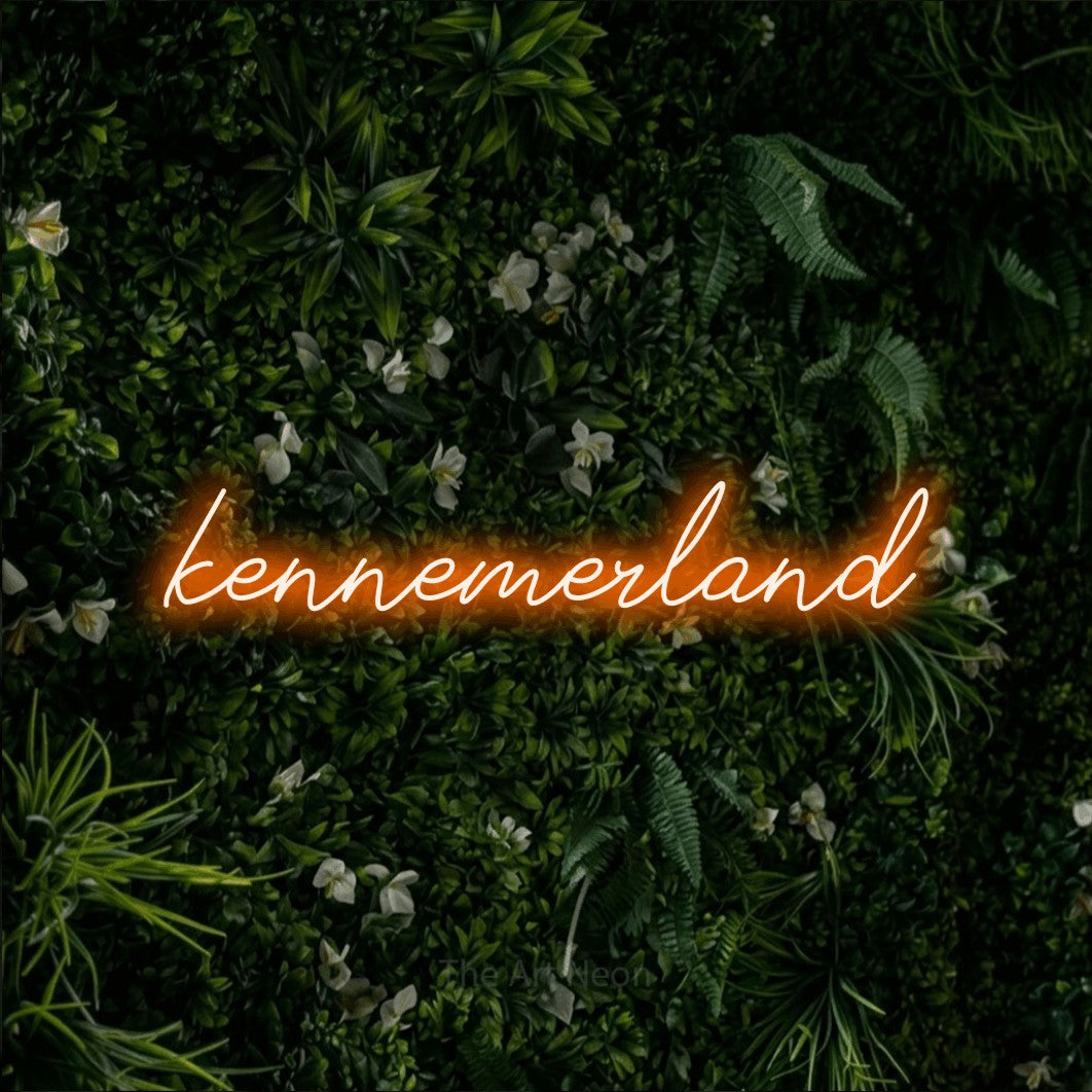 LED neon sign reading “kennemerland”, arranged in a single line.