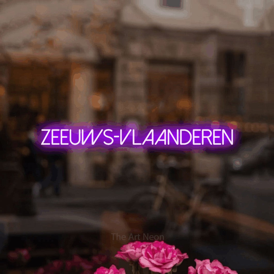 LED neon sign reading “Zeeuws-Vlaanderen”, arranged in a single line.