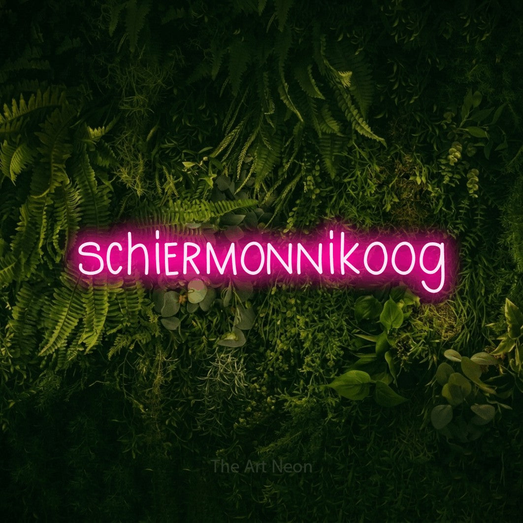 LED neon sign reading “schiermonnikoog”, arranged in a single line.