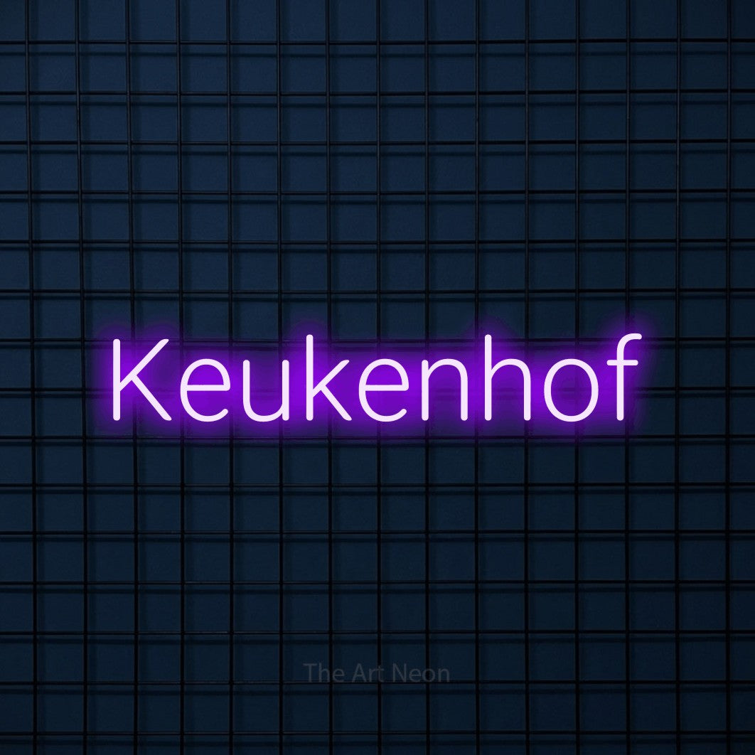 LED neon sign reading “Keukenhof”, arranged in a single line.