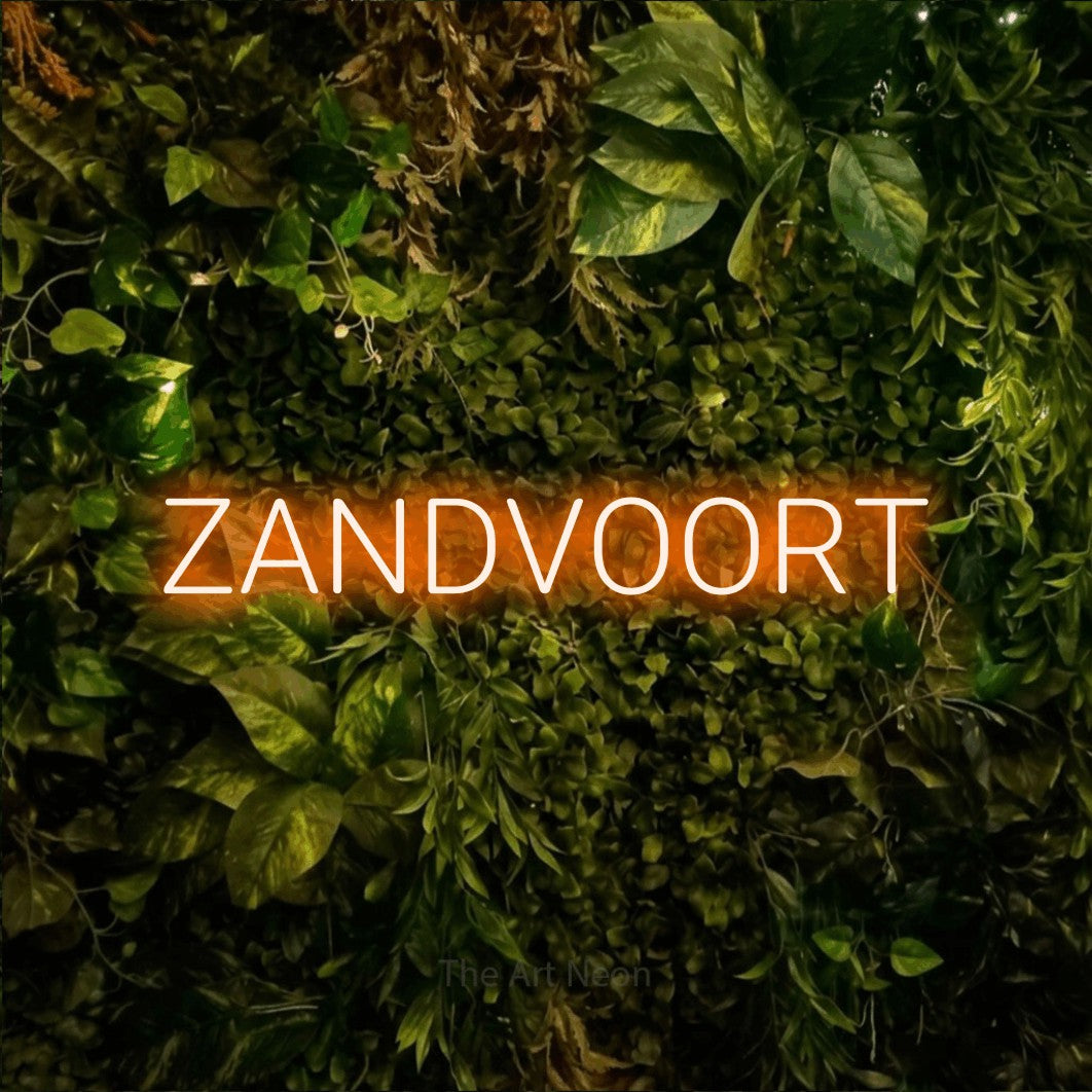 LED neon sign reading “ZANDVOORT”, arranged in a single line.