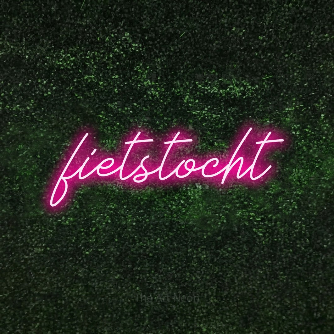 LED neon sign reading “fietstocht”, arranged in a single line.