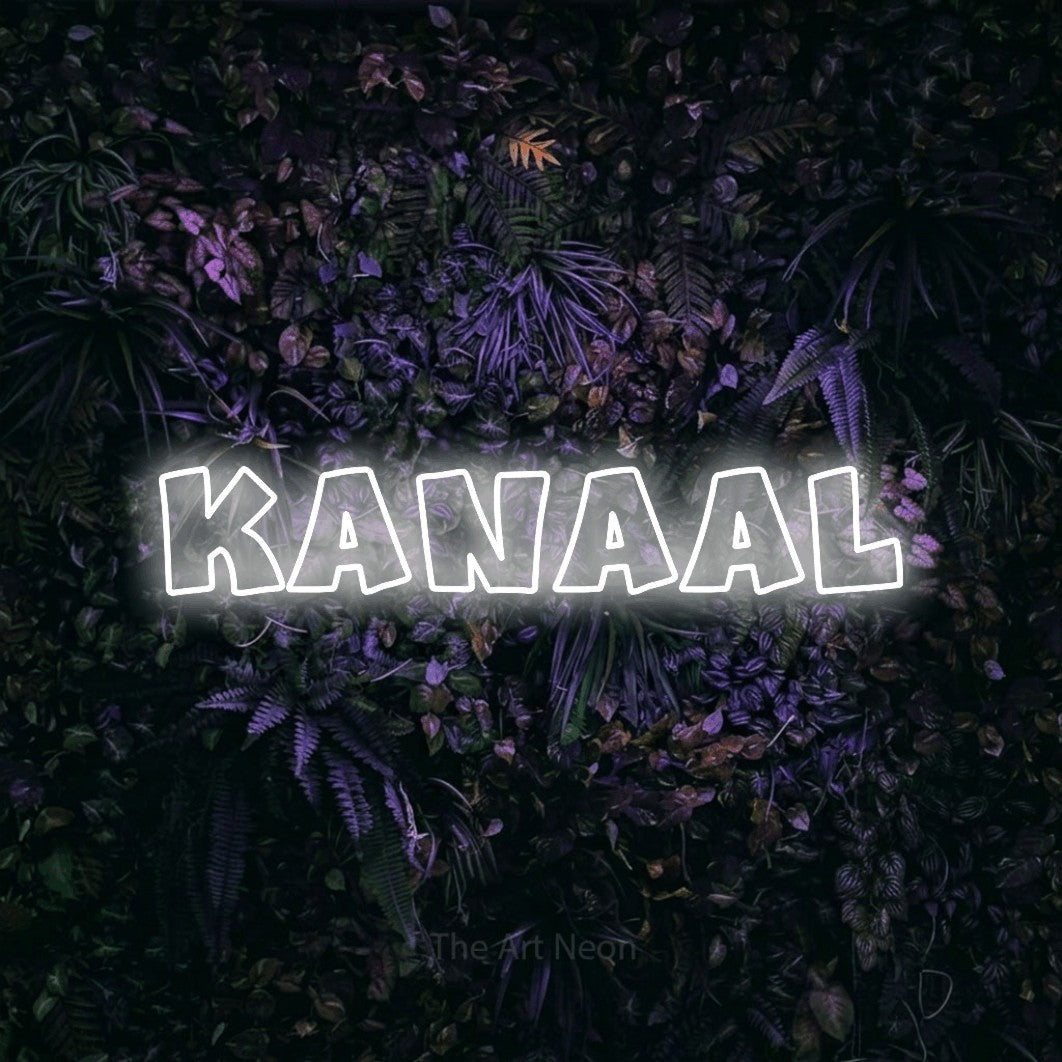 LED neon sign reading “Kanaal”, arranged in a single line.