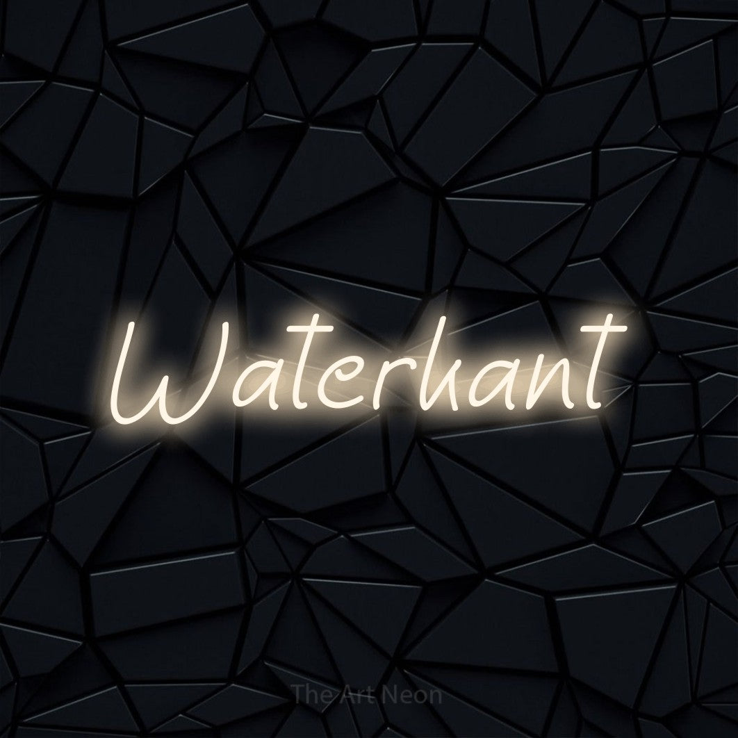 LED neon sign reading “Waterkant”, arranged in a single line.