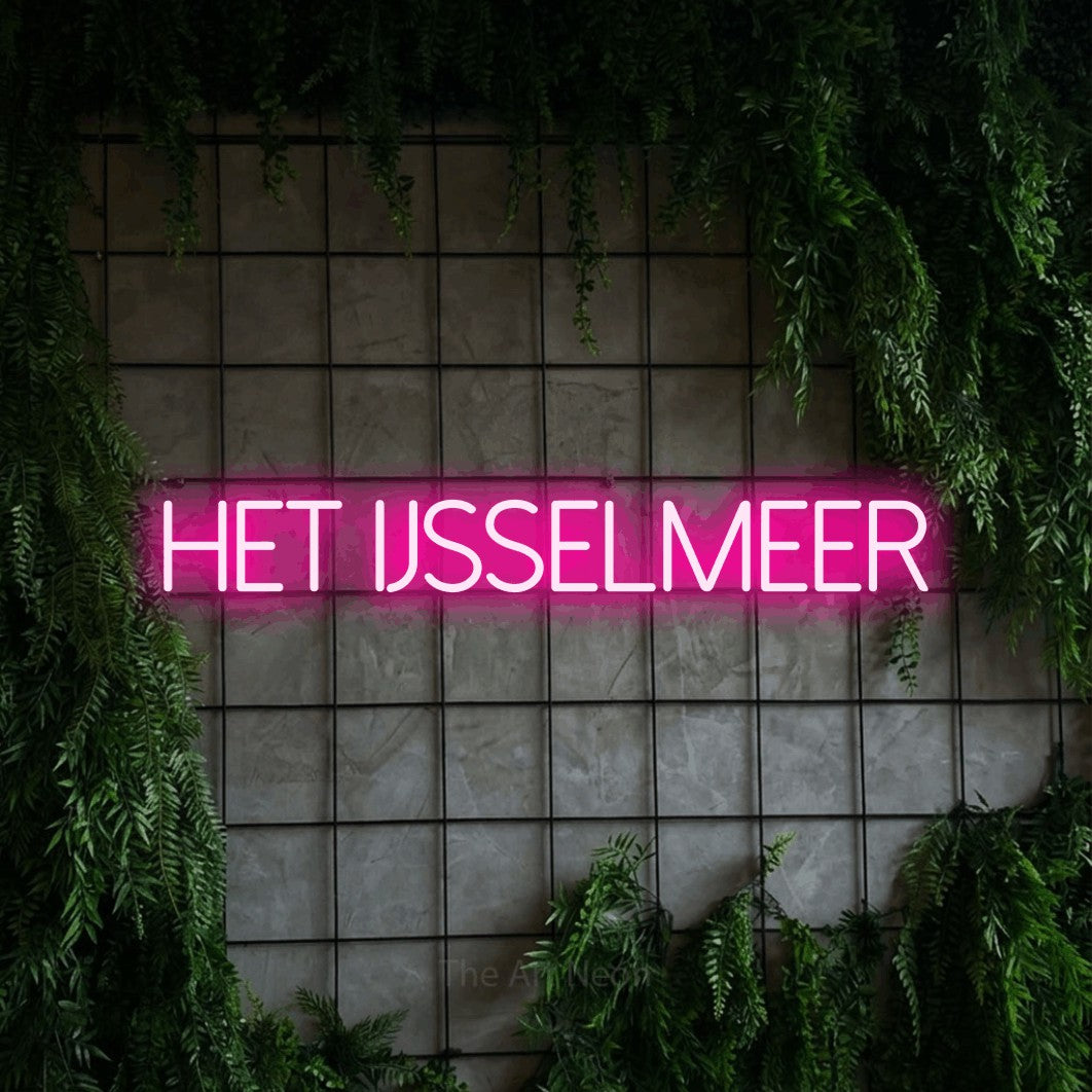 LED neon sign reading “het ijsselmeer”, arranged in a single line.