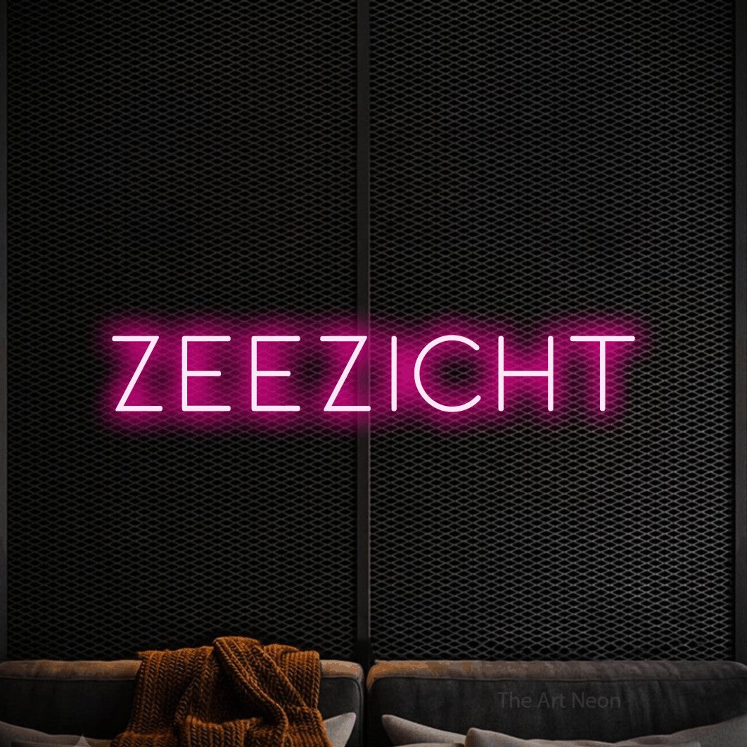 LED neon sign reading “zeezicht”, arranged in a single line.