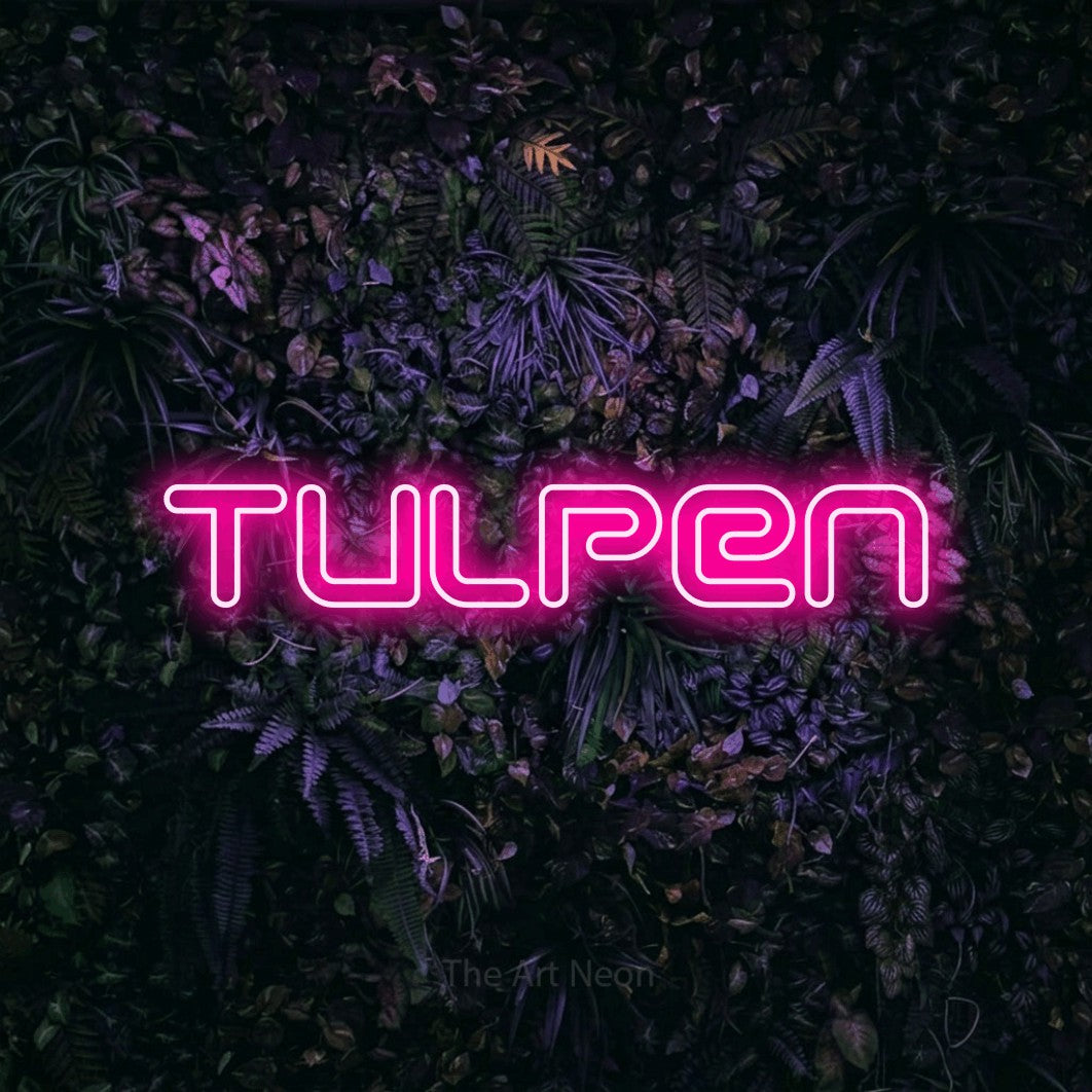 LED neon sign reading “Tulpen”, arranged in a single line.