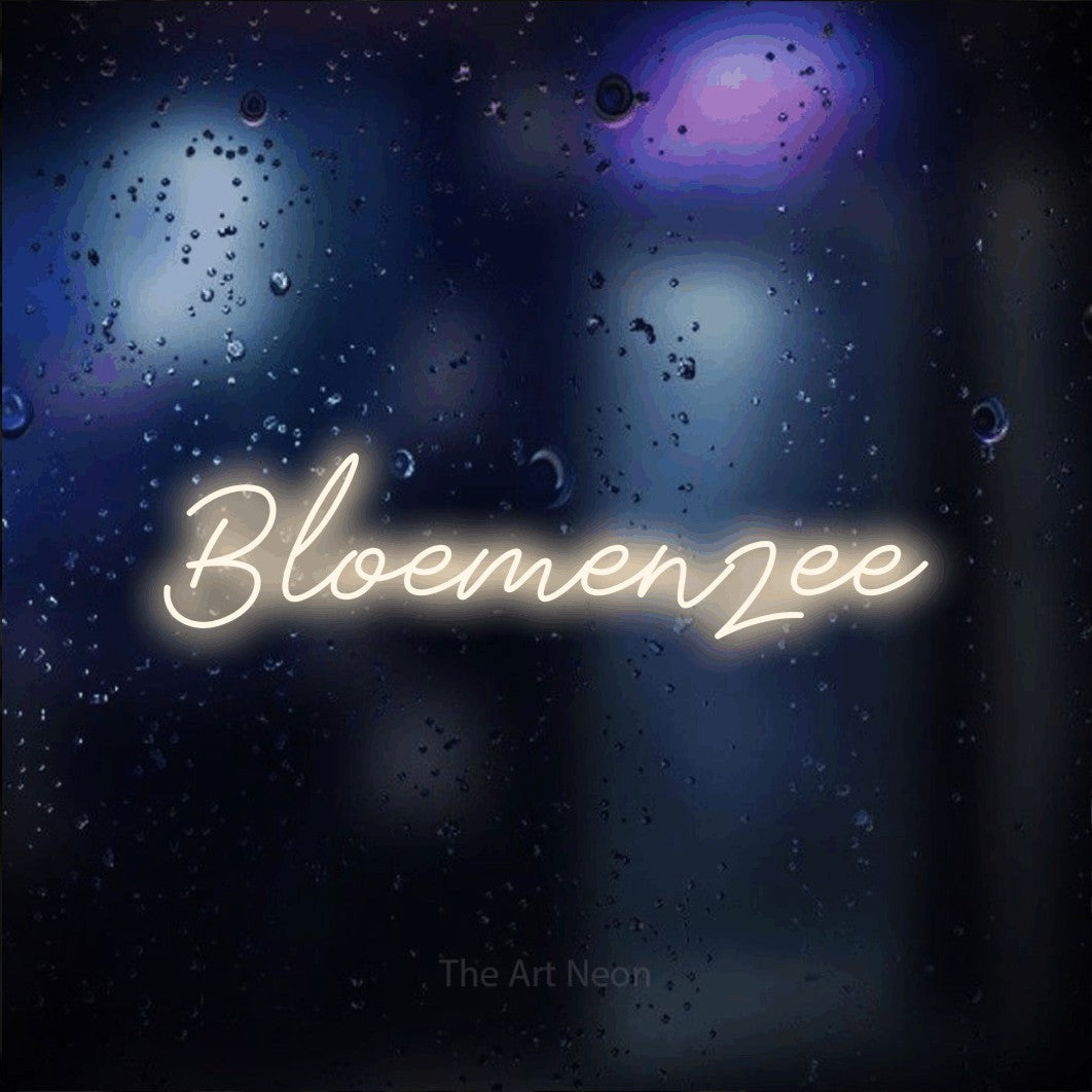 LED neon sign reading “Bloemenzee”, arranged in a single line.