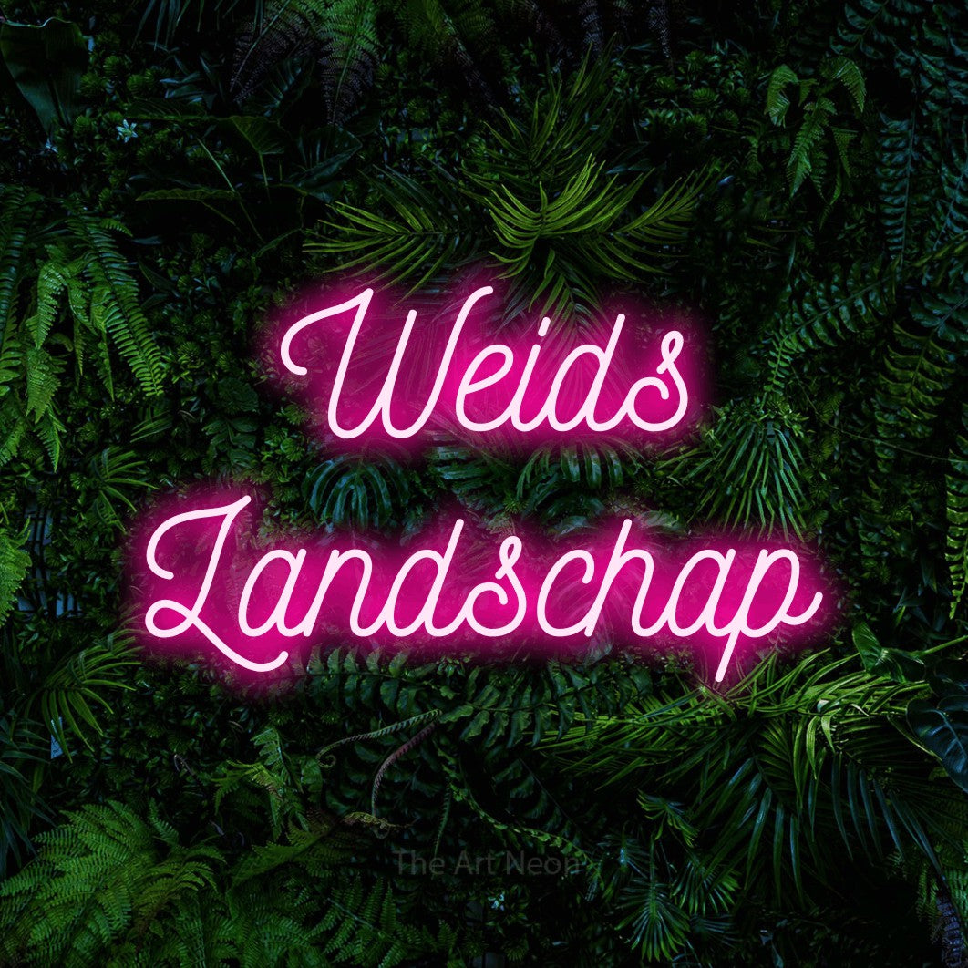 LED neon sign reading “Weids Landschap”, arranged in 2 lines.