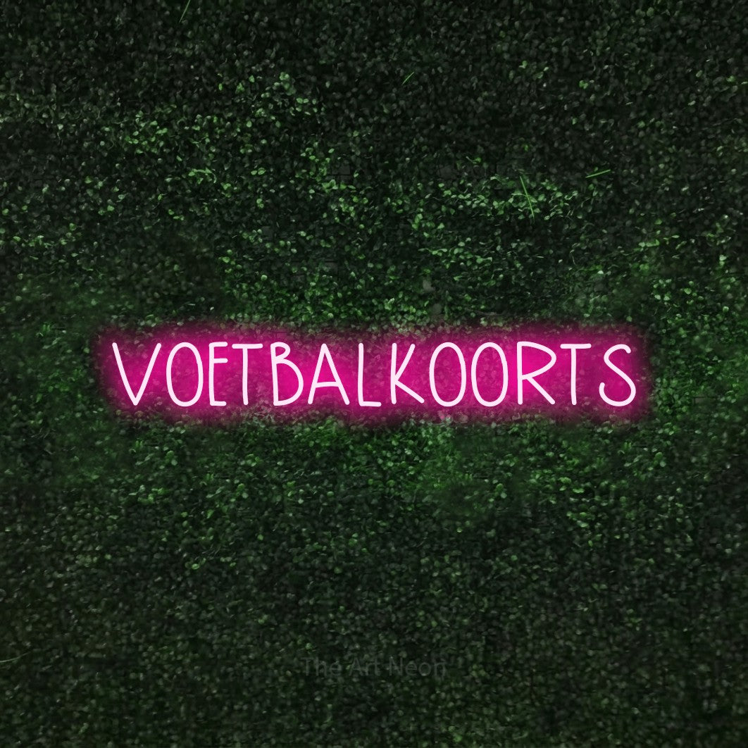 LED neon sign reading “VOETBALKOORTS”, arranged in a single line.