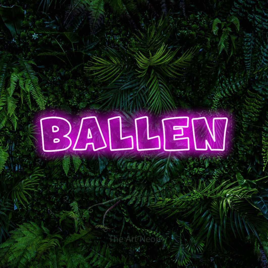 LED neon sign reading “Ballen”, arranged in a single line.