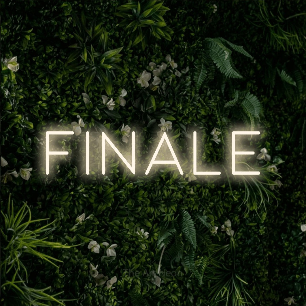 LED neon sign reading “Finale”, arranged in a single line.