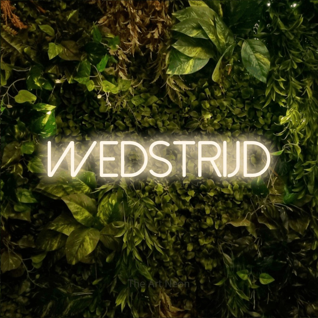LED neon sign reading “WEDSTRIJD”, arranged in a single line.