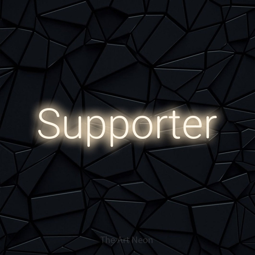 LED neon sign reading “Supporter”, arranged in a single line.