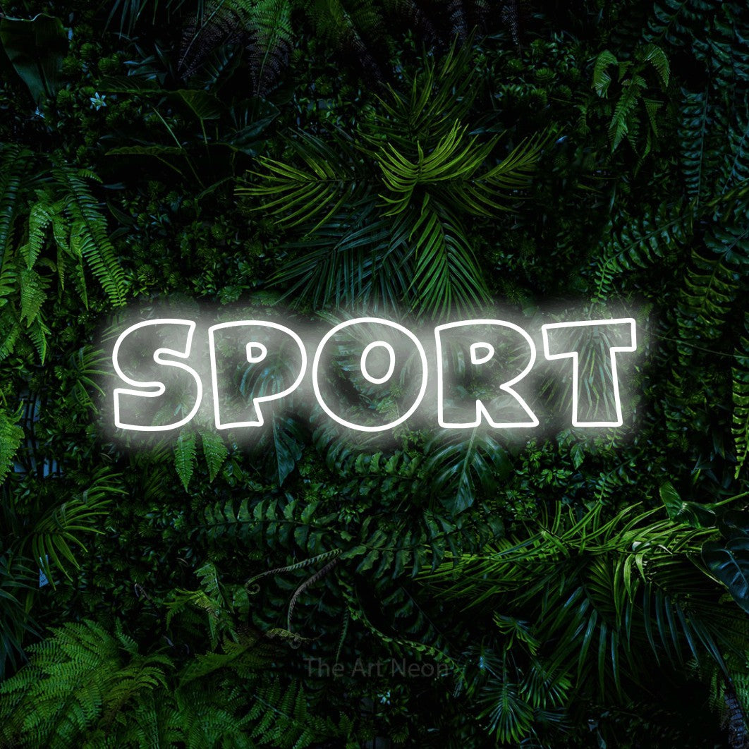 LED neon sign reading “Sport”, arranged in a single line.