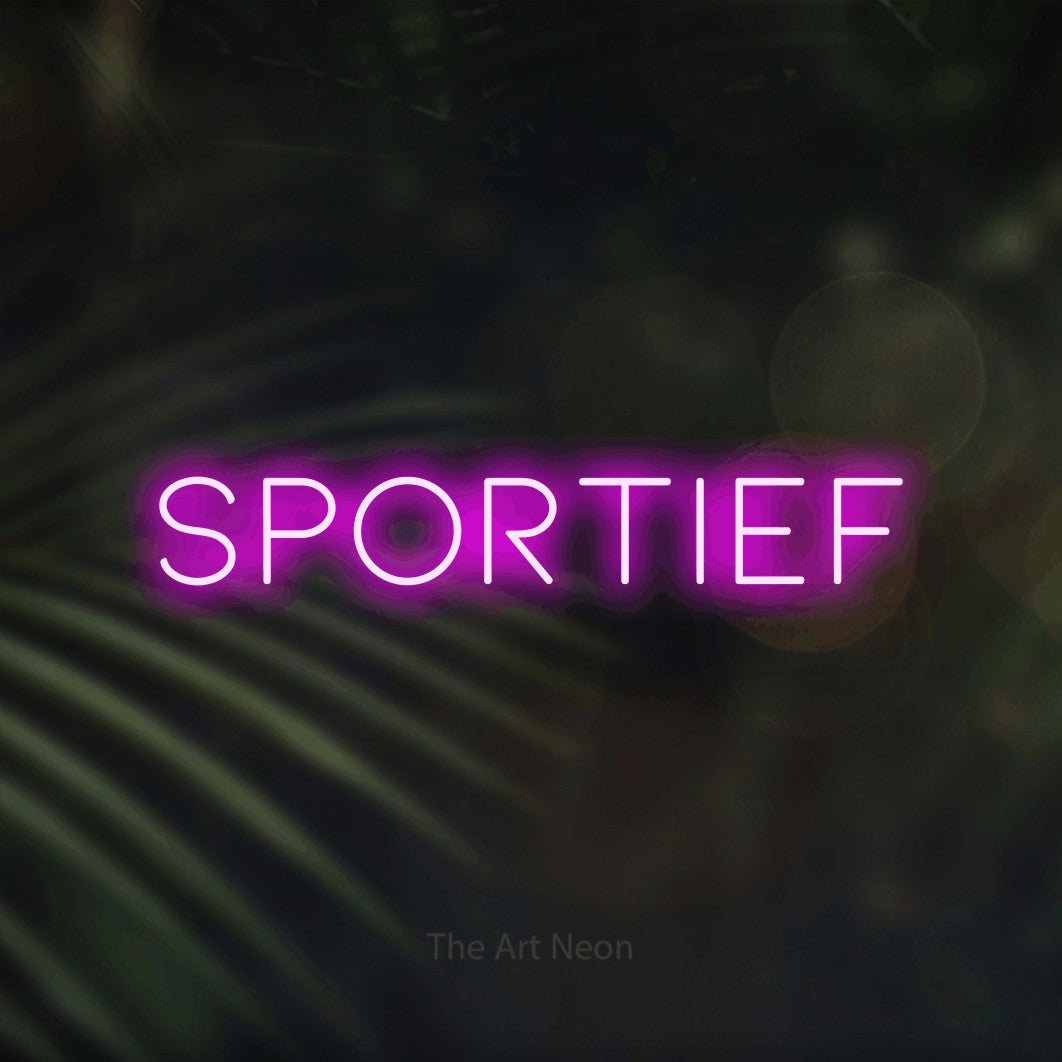 LED neon sign reading “SPORTIEF”, arranged in a single line.