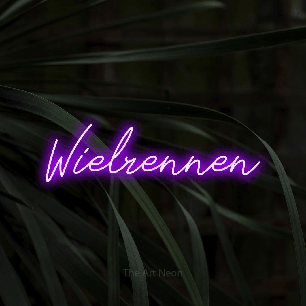 LED neon sign reading “Wielrennen”, arranged in a single line.