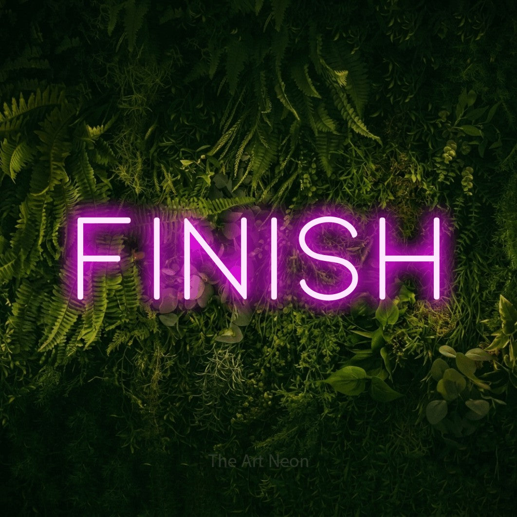 LED neon sign reading “Finish”, arranged in a single line.