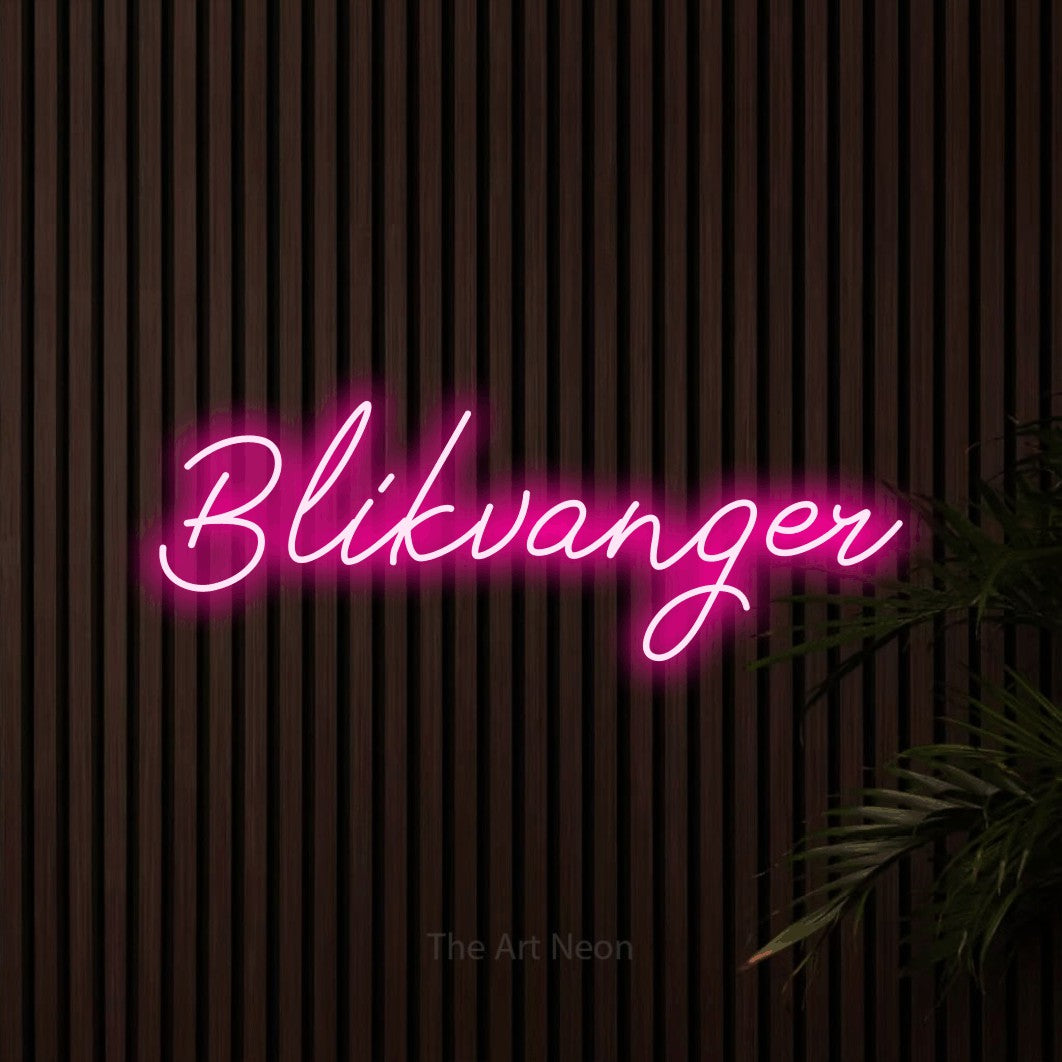 LED neon sign reading “Blikvanger”, arranged in a single line.