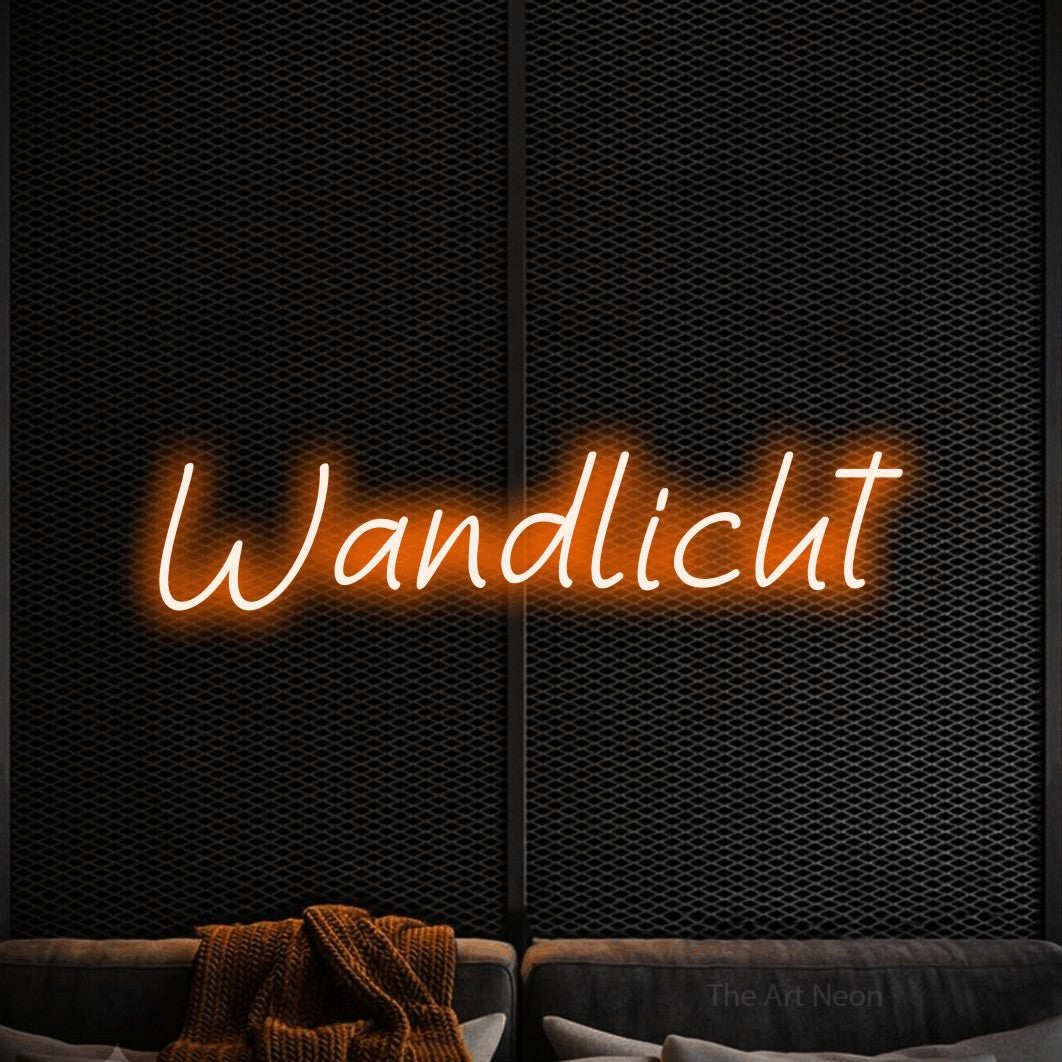 LED neon sign reading “Wandlicht”, arranged in a single line.