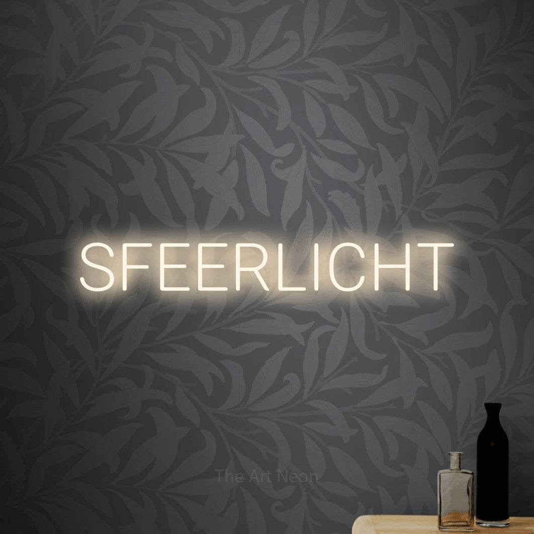 LED neon sign reading “SFEERLICHT”, arranged in a single line.