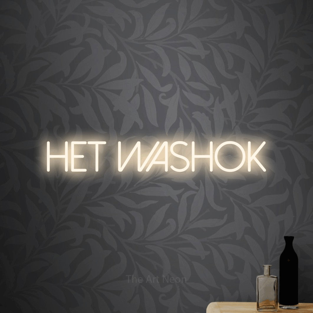 LED neon sign reading “HET washok”, arranged in a single line.