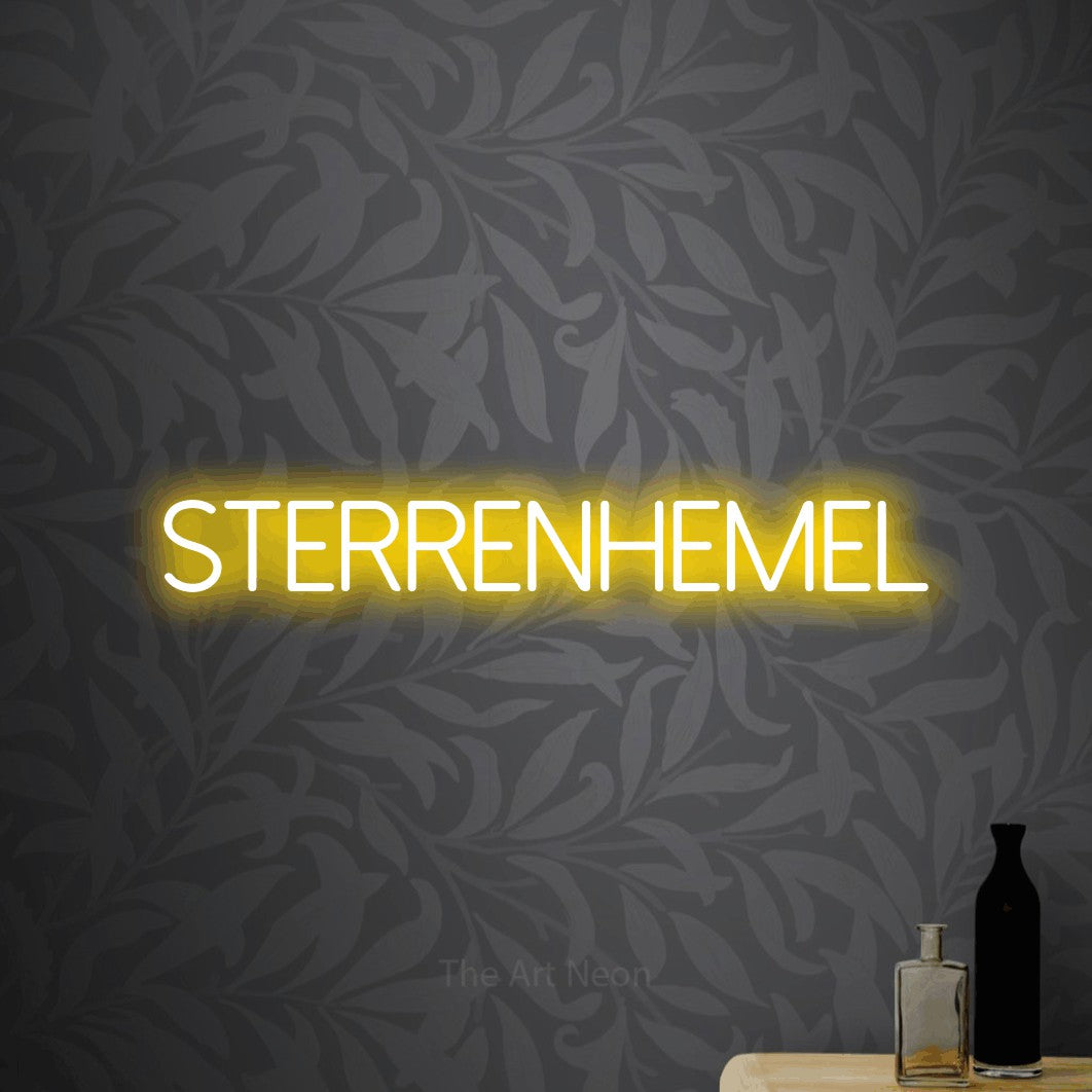 LED neon sign reading “STERRENHEMEL”, arranged in a single line.