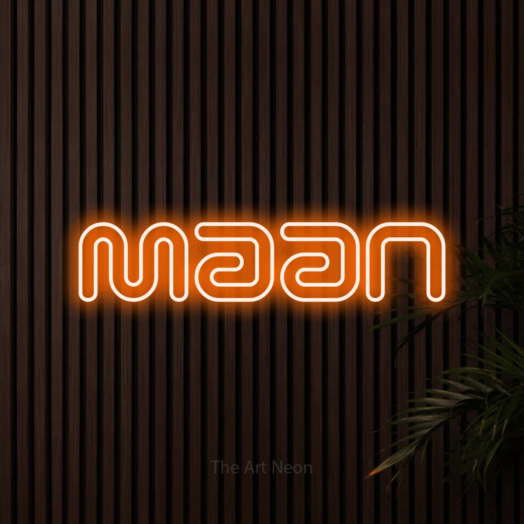 LED neon sign reading “Maan”, arranged in a single line.