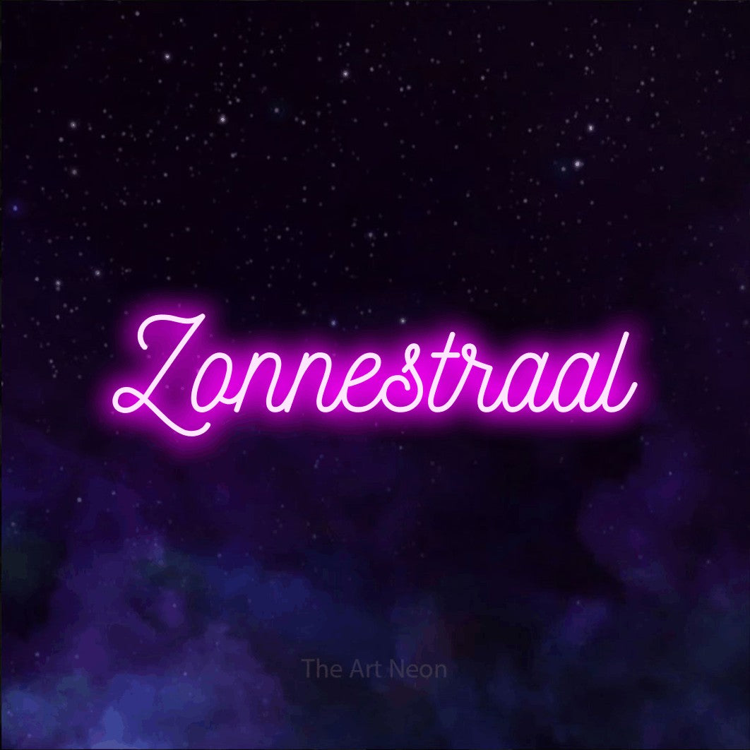 LED neon sign reading “Zonnestraal”, arranged in a single line.