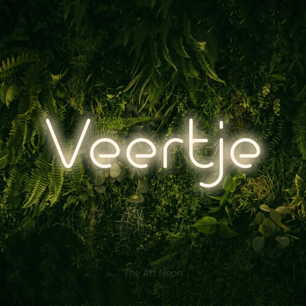 LED neon sign reading “Veertje”, arranged in a single line.