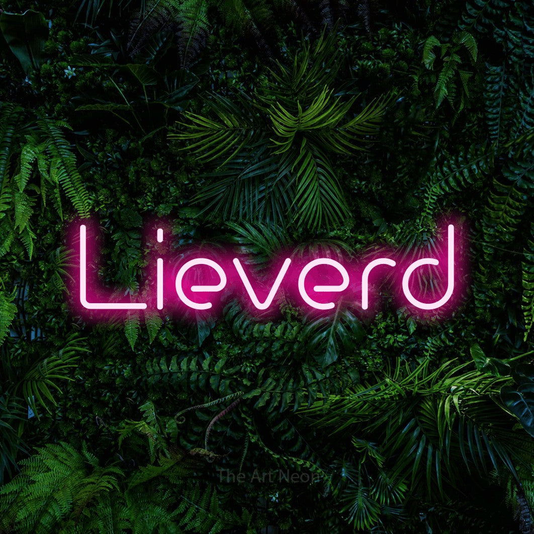 LED neon sign reading “Lieverd”, arranged in a single line.