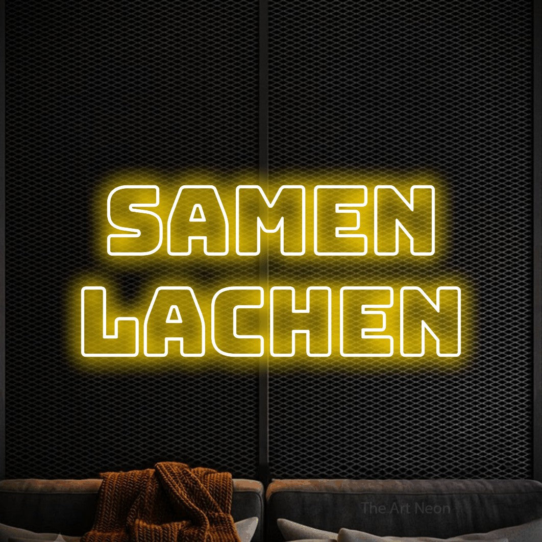 LED neon sign reading “Samen Lachen”, arranged in 2 lines.
