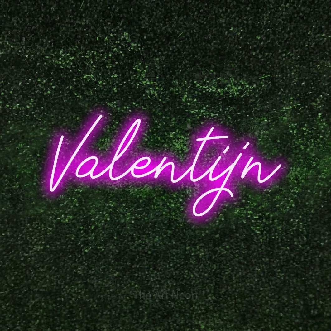 LED neon sign reading “Valentijn”, arranged in a single line.