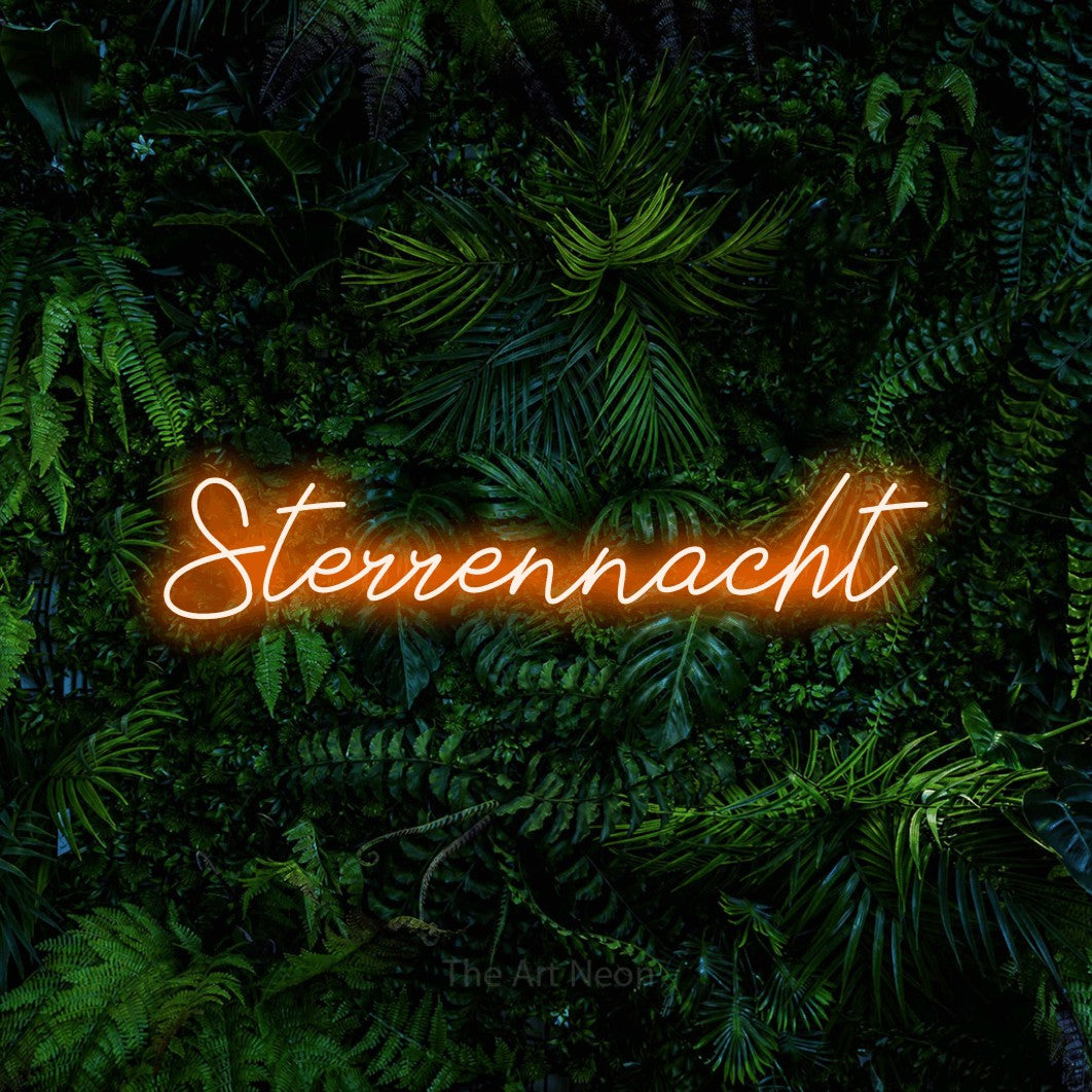 LED neon sign reading “Sterrennacht”, arranged in a single line.