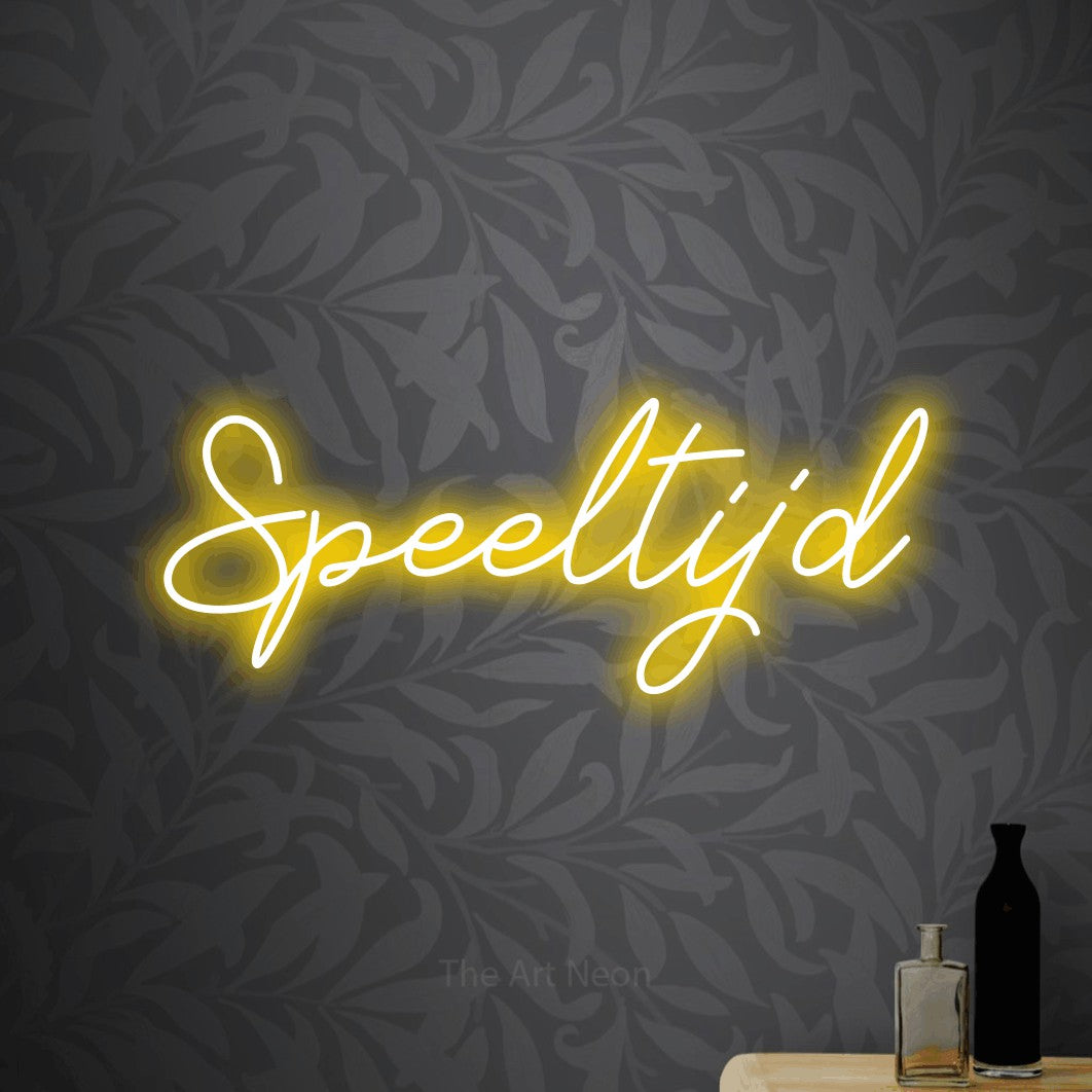 LED neon sign reading “Speeltijd”, arranged in a single line.
