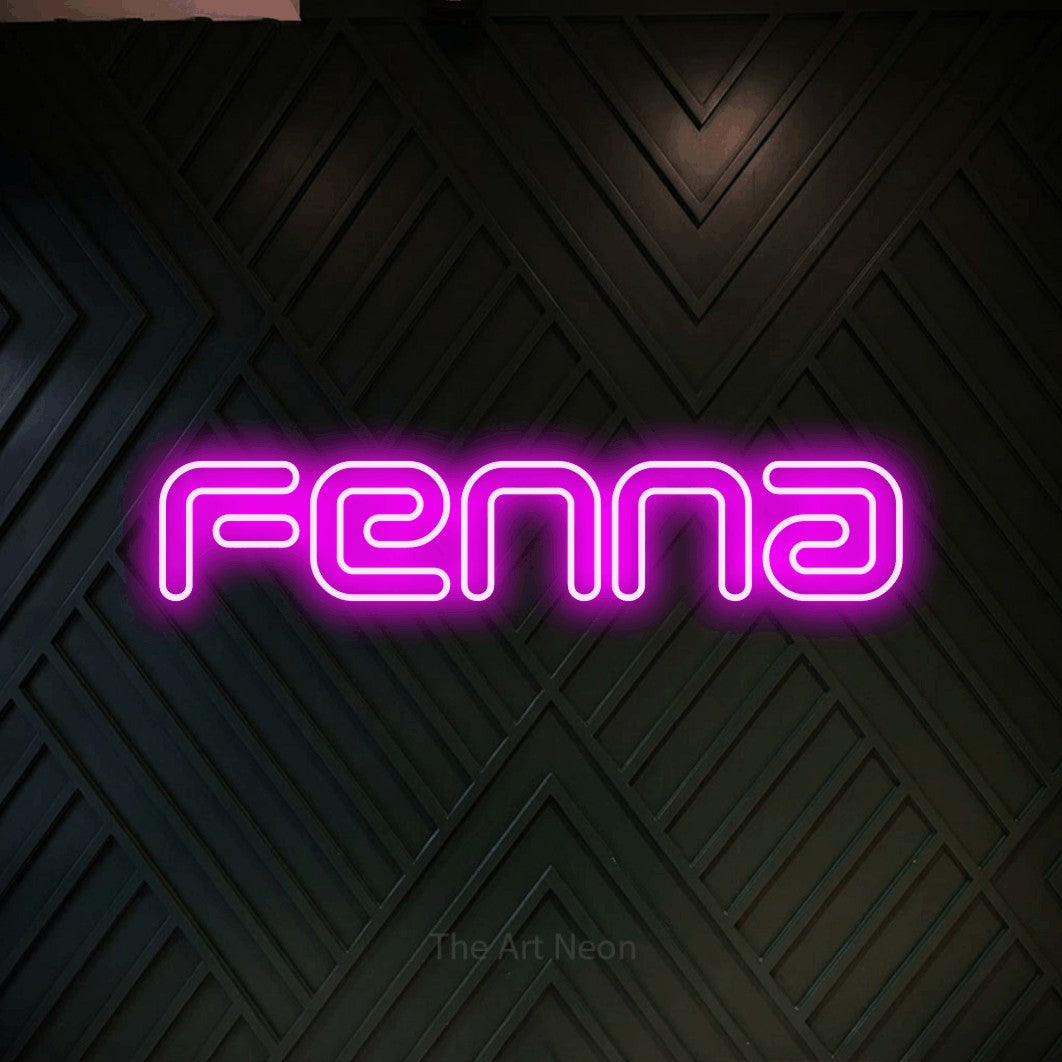 LED neon sign reading “Fenna”, arranged in a single line.