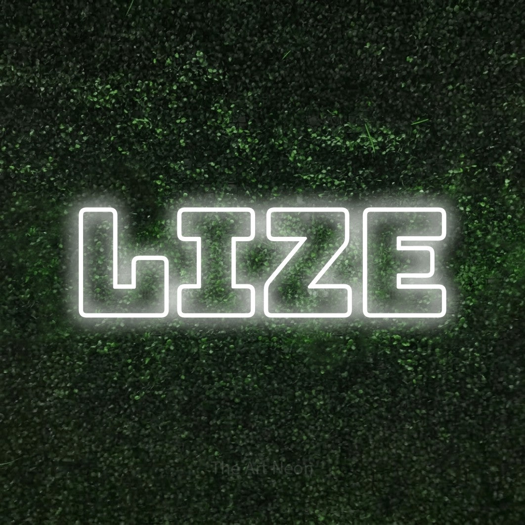 LED neon sign reading “Lize”, arranged in a single line.