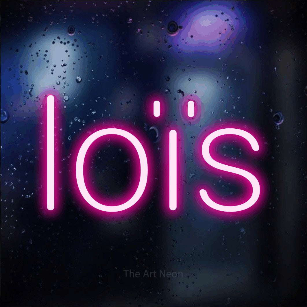 LED neon sign reading “loïs”, arranged in a single line.