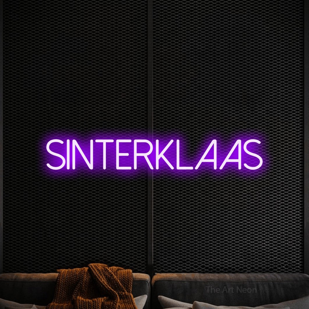 LED neon sign reading “SINTERKLAAS”, arranged in a single line.