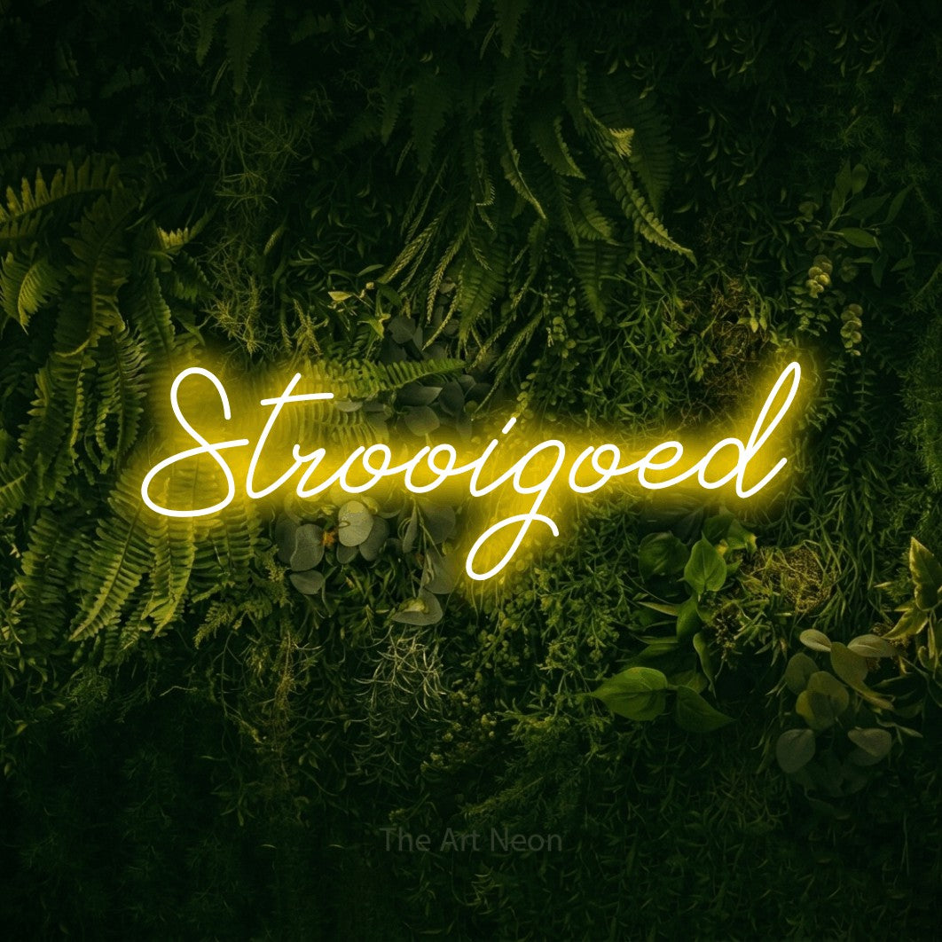 LED neon sign reading “Strooigoed”, arranged in a single line.