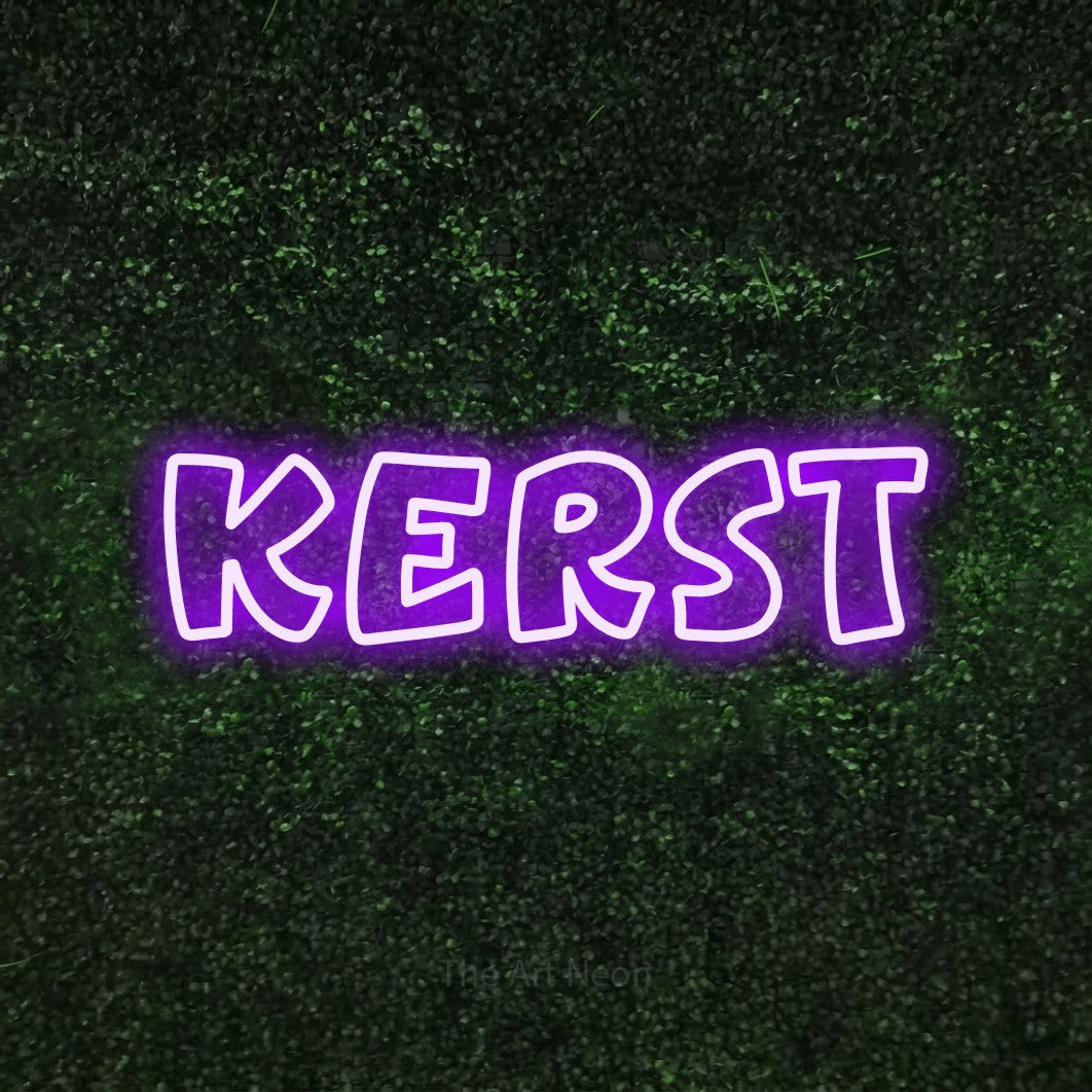 LED neon sign reading “KERST”, arranged in a single line.
