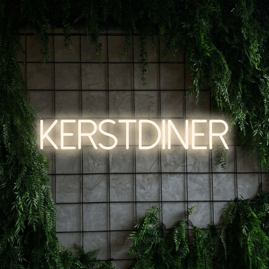 LED neon sign reading “KERSTDINER”, arranged in a single line.