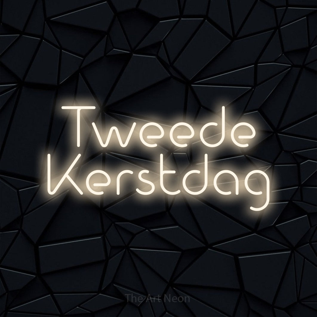 LED neon sign reading “Tweede Kerstdag”, arranged in 2 lines.